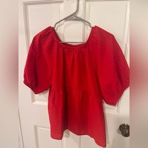 Women’s Blouse Size L, fun sleeves and great texture